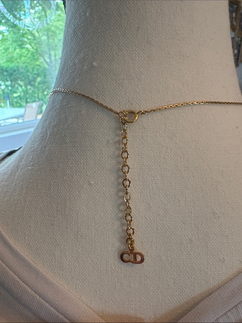 Christian Dior, 14-16” gold vintage crystal Heart Pendant Necklace - Picture 3 of 9